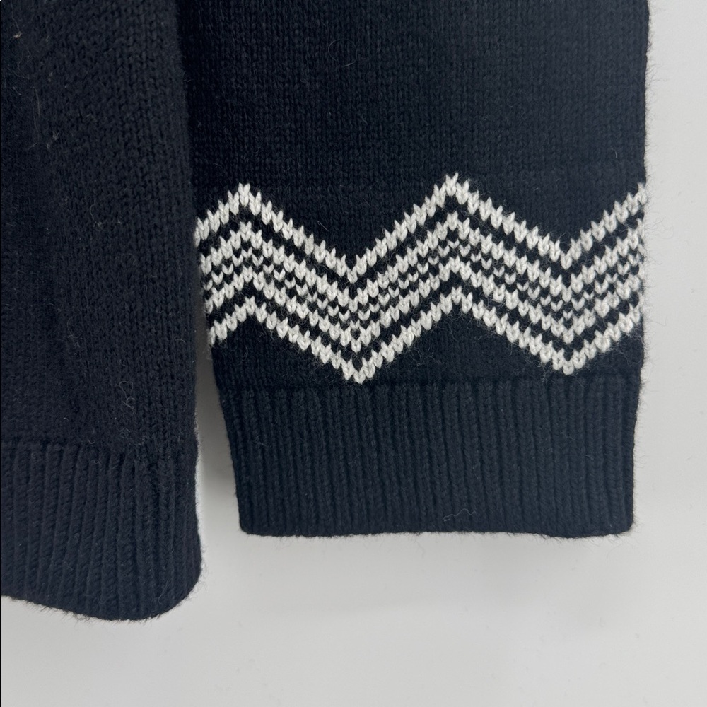Talbots Snowflake Fair Isle Cardigan Black & White Size Large Petite - Picture 5 of 8